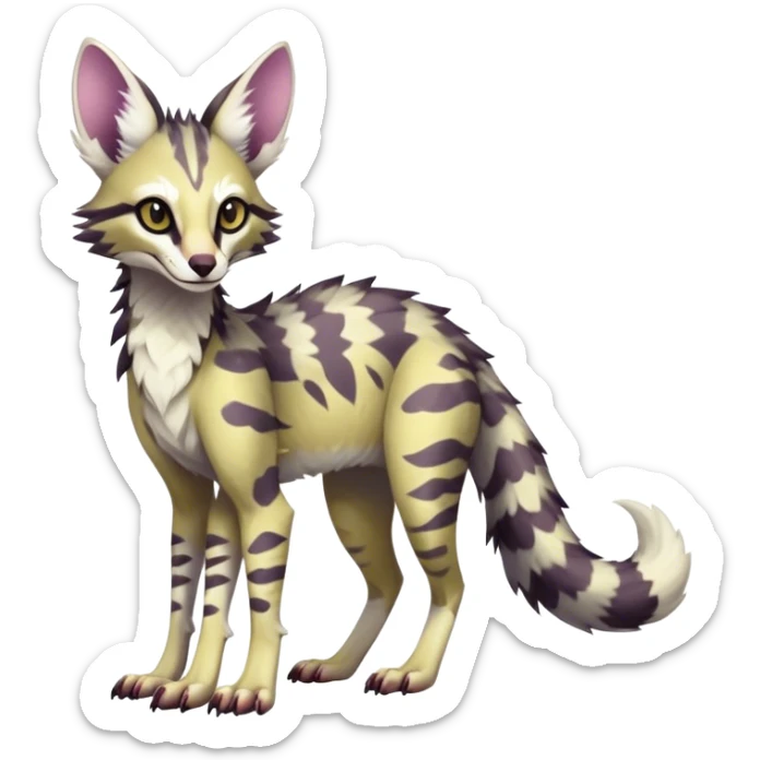 Feral Rare Fantasy light vibrant pastel warm-colored Vernid-Sergal-Genet-species by LiLaiRa, random markings, tufted ears, full body, 4 legs sticker