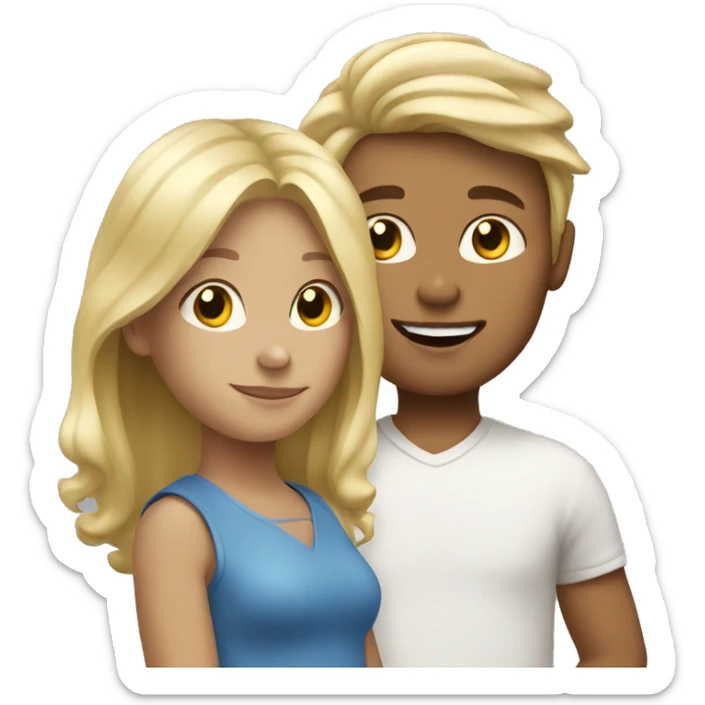Blond woman with blonde little boy and blonde girl sticker