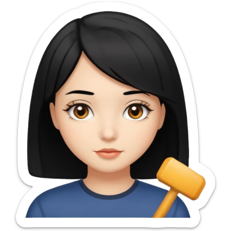 chica con pelo  negro y media melena y ojos castaños sticker