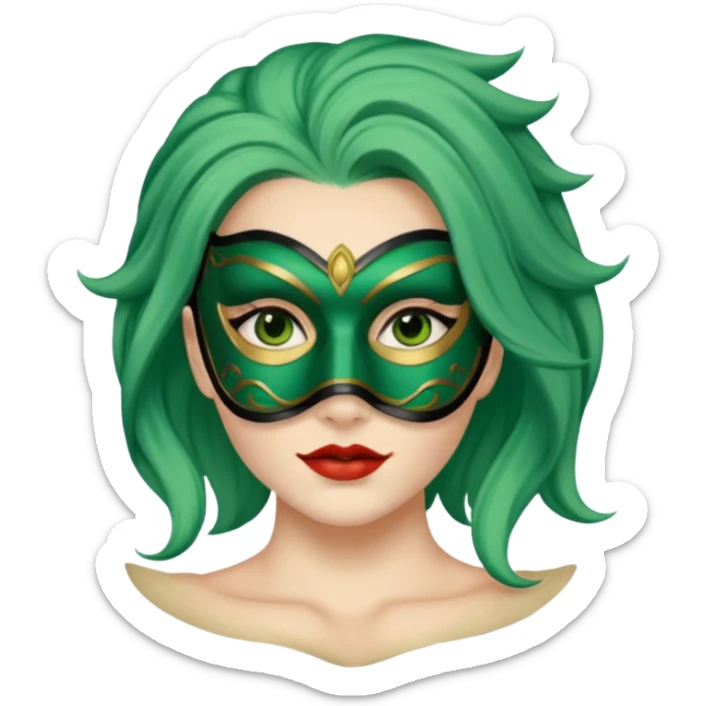masked person venice volto woman green hair sticker