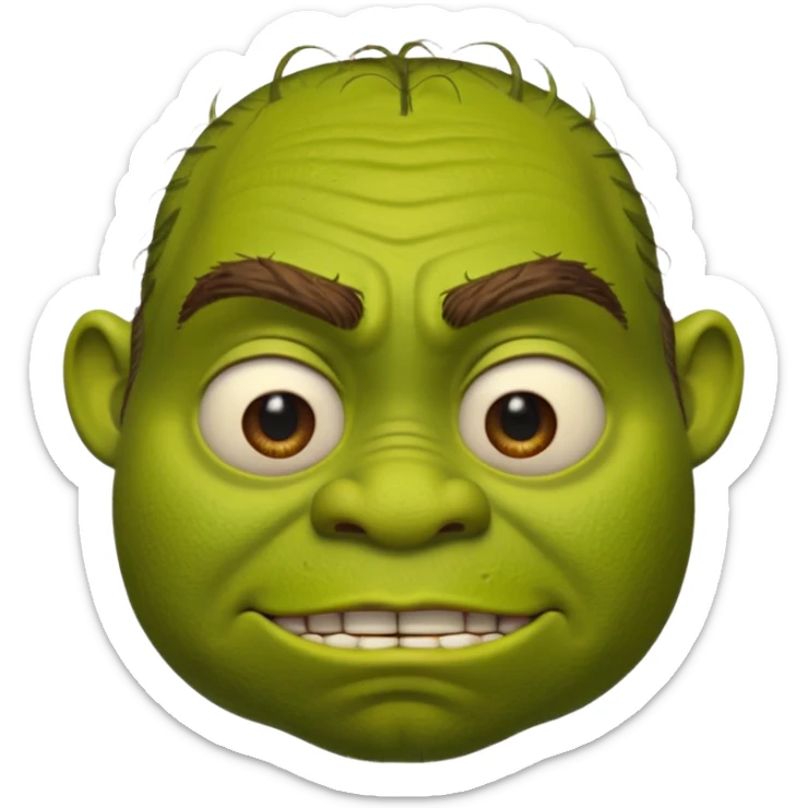Create a Shrek emoji for a teams chat but make it more original style to the movie- make it as realistic as possible sticker