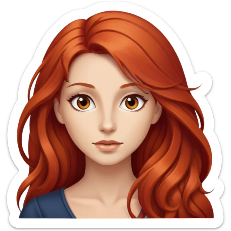 Une magnifique femme avec des cheveux long roux, yeux marrons belle comme une déesse  sticker