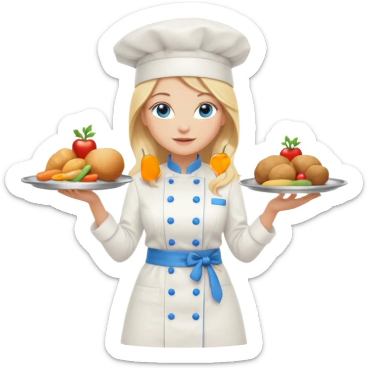 Full body 
Sexy Long Blonde hair blue eyed female chef sticker