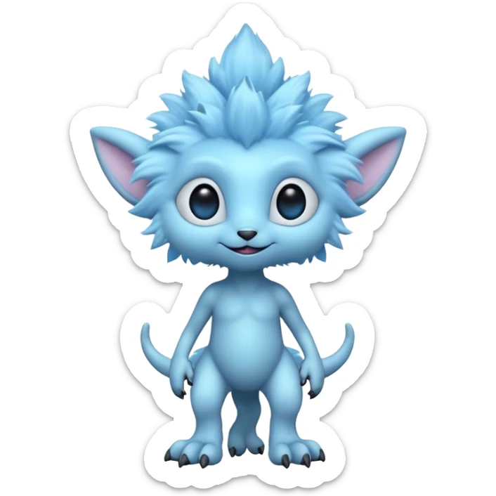 full body cute humanoid peacefull alien furry with 6 legs and eye stalks stands upright and looks intelligent sticker