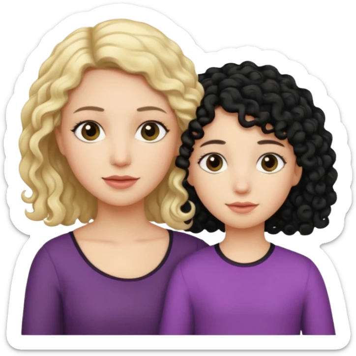 no make the mother have straight blond hair and daughter black culry haikr sticker