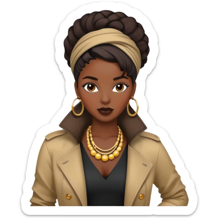Stylish African woman with trendy clothes, fashionable hairstyle, and modern accessories sticker