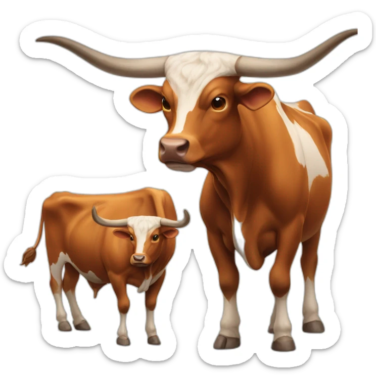 bull, Texas Longhorn, ridiculously long horns, full body, not skinny sticker