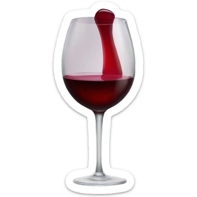 Glass of red wine with red lipstick on the rim sticker