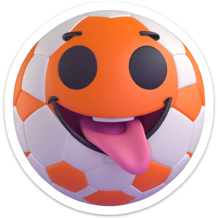 happy soccer ball with a silly face, tongue sticking out, cheerful vibe sticker