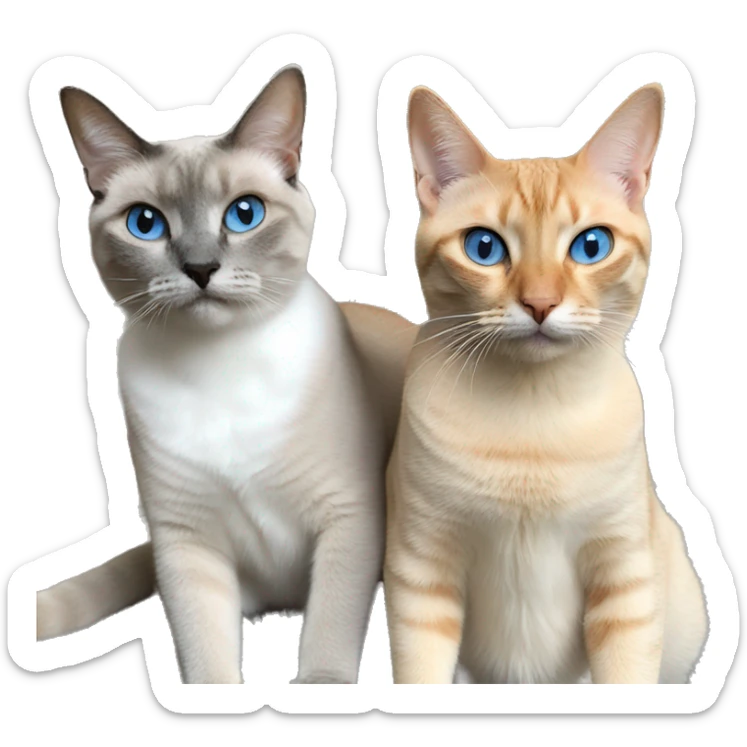 3 cats at a birthday party one orange tabby, grey shorthair, and blue point Siamese sticker