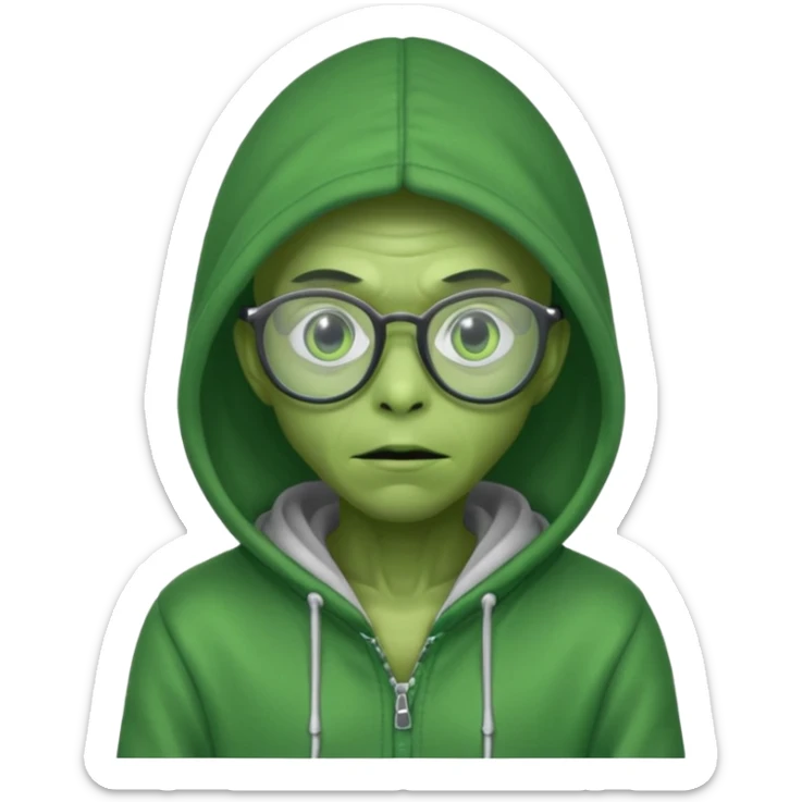 alien wear hoodie and glasses in star war sticker