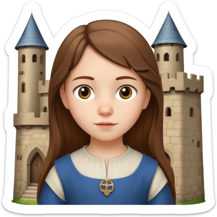 Petite fille villageoise brune à la peau blanche de 8 ans à l'époque du Moyen âge. sticker