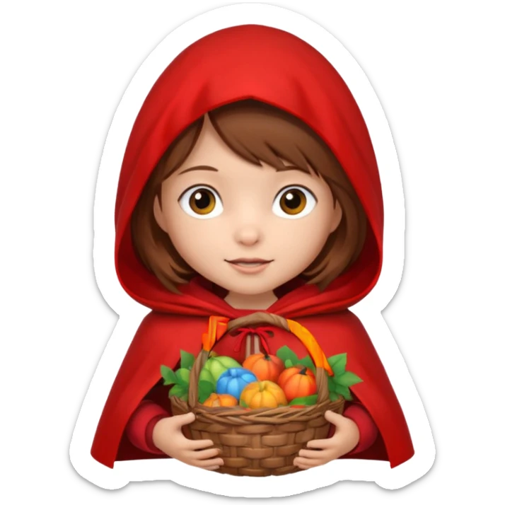 little red riding hood with brown hair 6 years old girl sticker