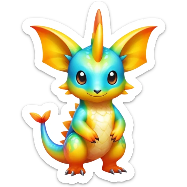 Exotic tropical shiny rare colorful epic cute Fakémon-creature, full body, with random markings sticker