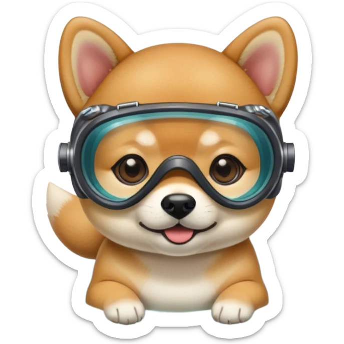 The baby shiba dog wear diving glass sticker