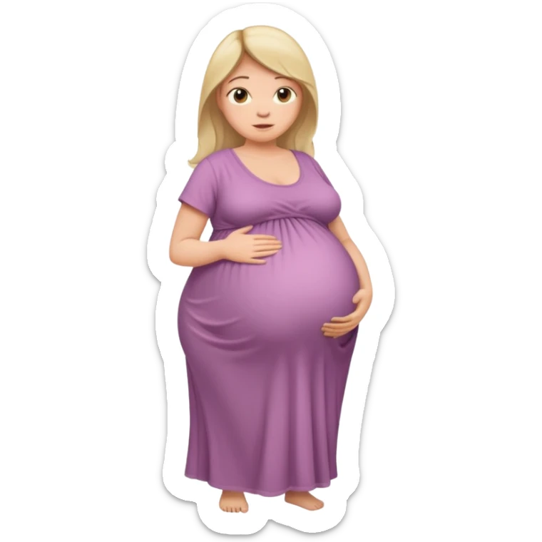 very heavily pregnant overdue woman with very large belly  sticker