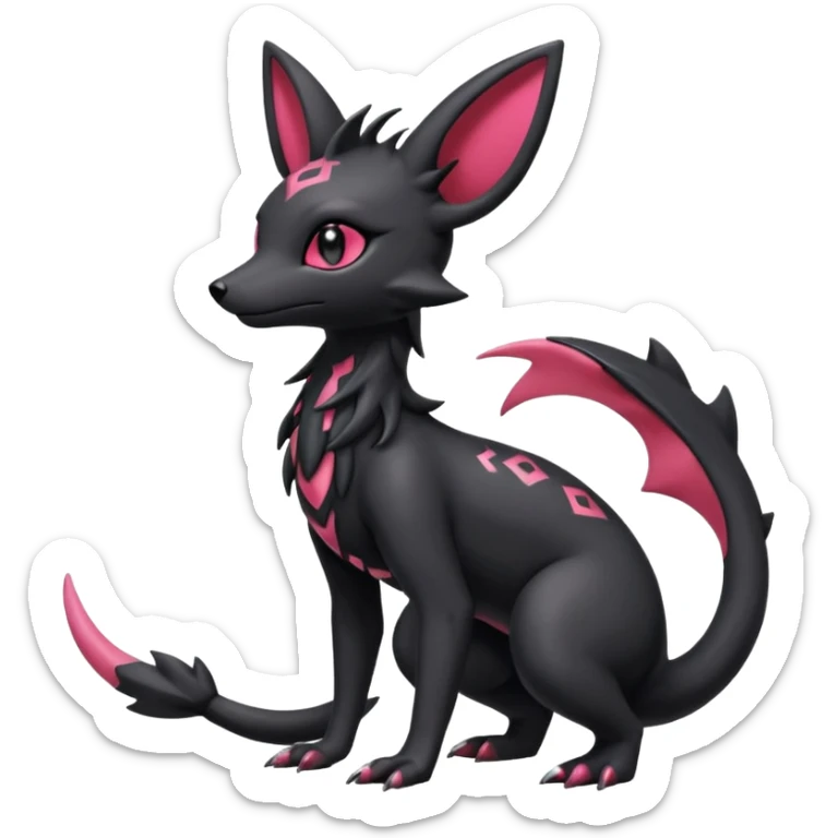 Shiny Dark Edgy Gothic Gloomy Futuristic Salandit-Umbreon-Shaymin-Delcatty-Hybrid (Full body) sticker