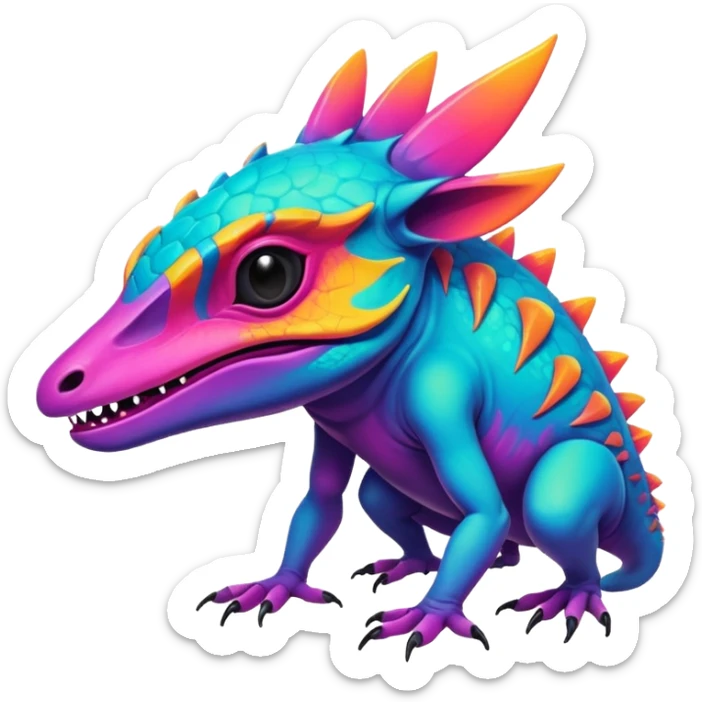 Dark vibrant pastel bright neon colorful edgy exotic painted Fakémon-Pokémon-Vernid-creature sticker