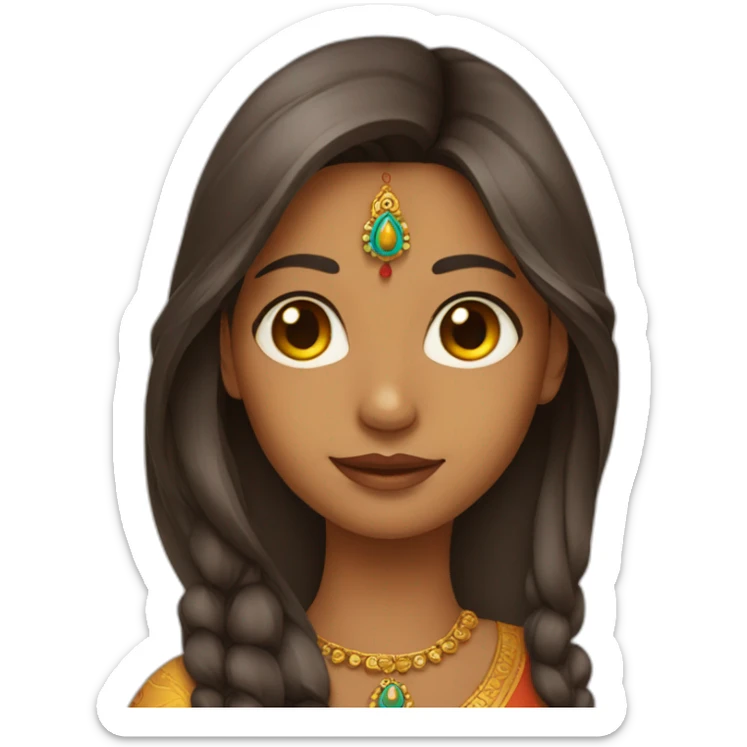 Indian-girl-with-long-hair-and-long-face-wearing-earings sticker