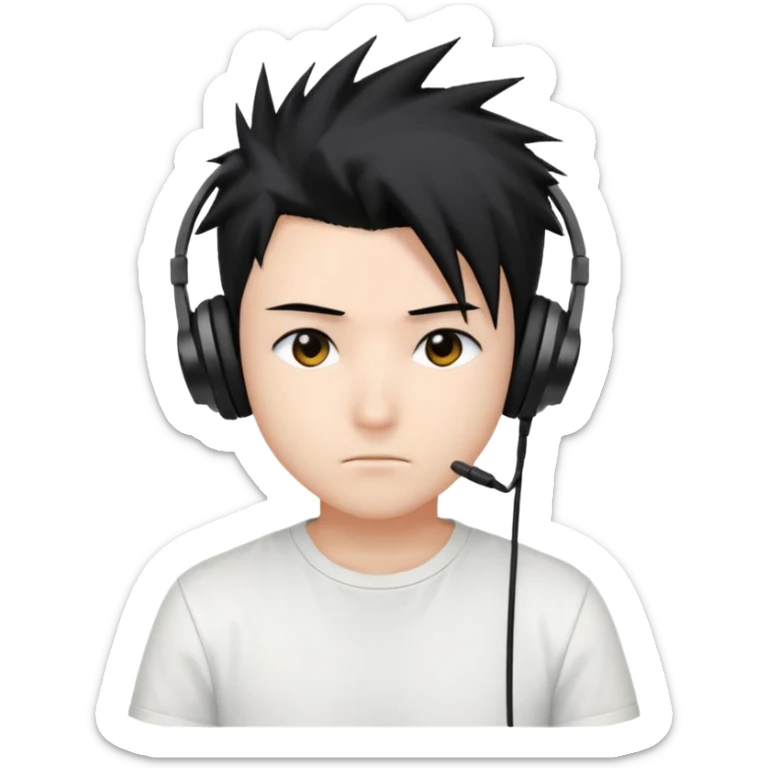 Yoh Asakura from Shaman King, spiky hair, headphones, calm expression sticker
