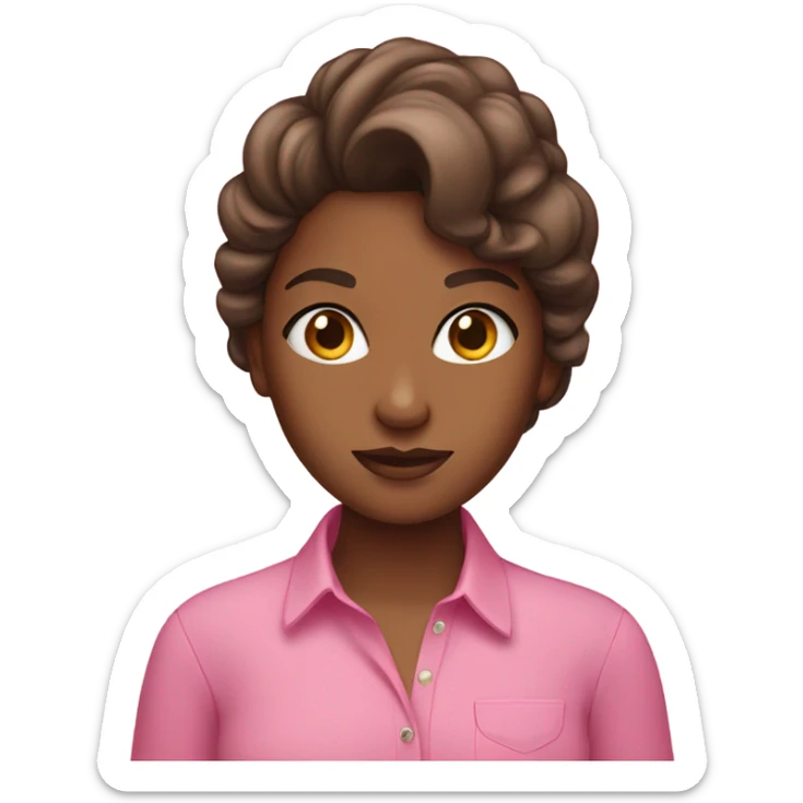 brown skin girl wit pink shirt and a hair bo sticker