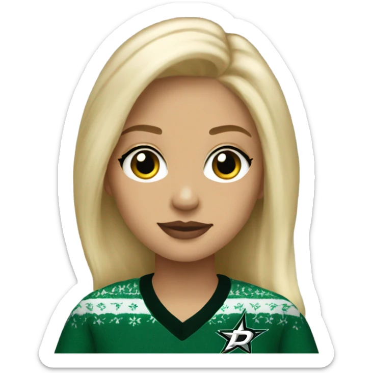 Blonde girl wearing Dallas Stars sweater sticker
