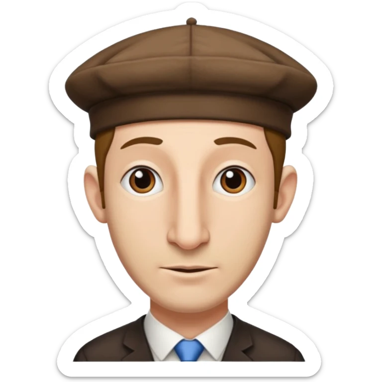 fai un uomo con il naso lungo che pende tipo vilager di Minecraft però mettigli un cappellino ebreo e le ciocche ebree ai lati sticker