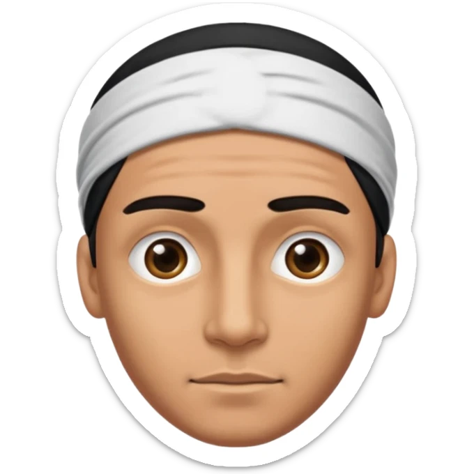 necesito la cara de un hombre con una vincha de color negro en la frente. la vincha tiene que ser angosta y tiene que estar en la frente del hombre, arriba de los ojos y abajo del pelo. sticker