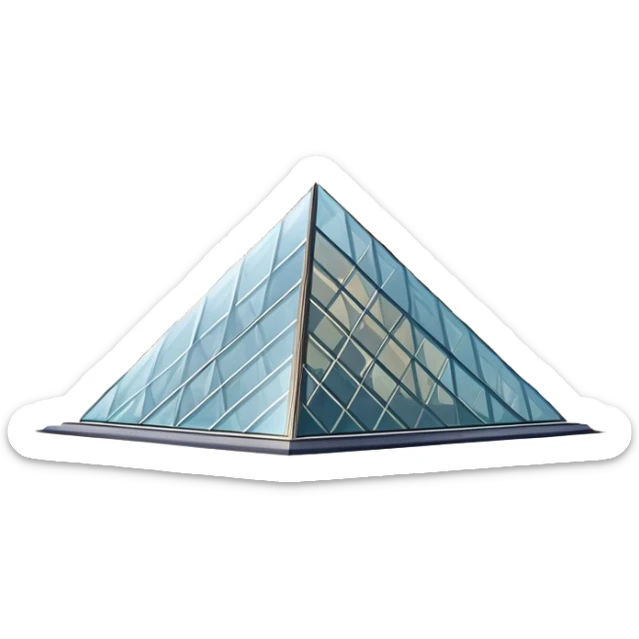 Cinematic Realistic Louvre Museum Landmark Emoji, depicted with the historic museum facade and glass pyramid rendered with lifelike detail and elegant, ambient lighting. sticker