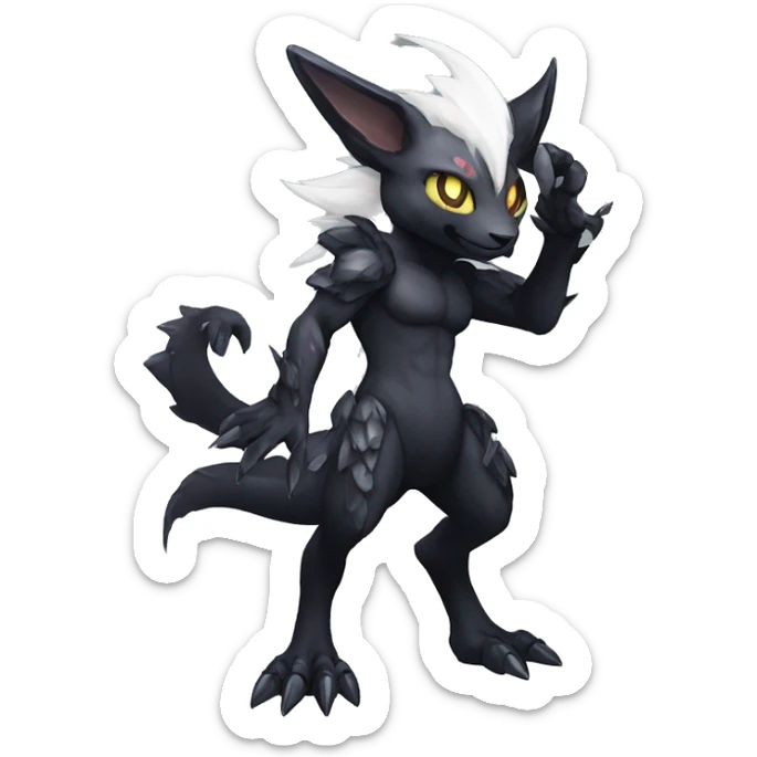 Kawaii edgy fantasy dark-themed animal hybrid Fakemon full body sticker