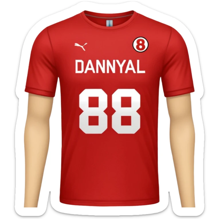 Football T-shirt saying Danyaal on the back with number 18 sticker