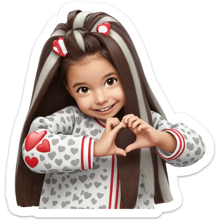 smiling girl with heart hands sticker