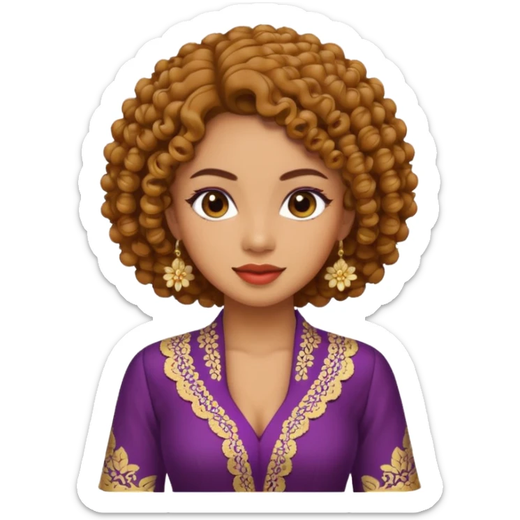 tan skin women, with Curly hair, wear kebaya  sticker