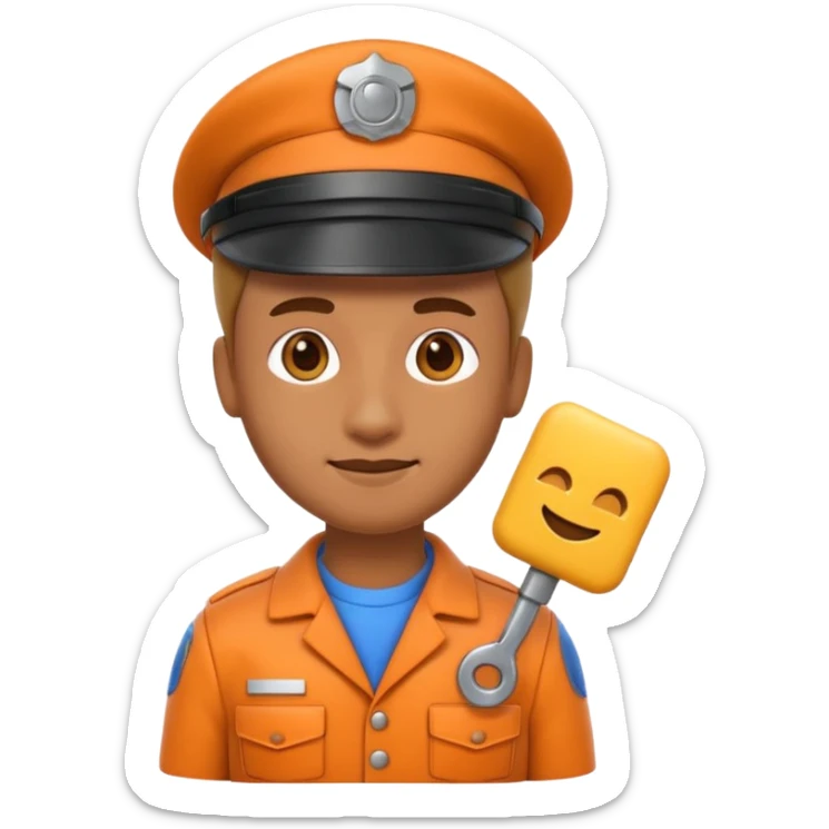A 3D emoji with a Memoji style that the depicts a person who is learning to become a mechanic as his highchool extended profile sticker