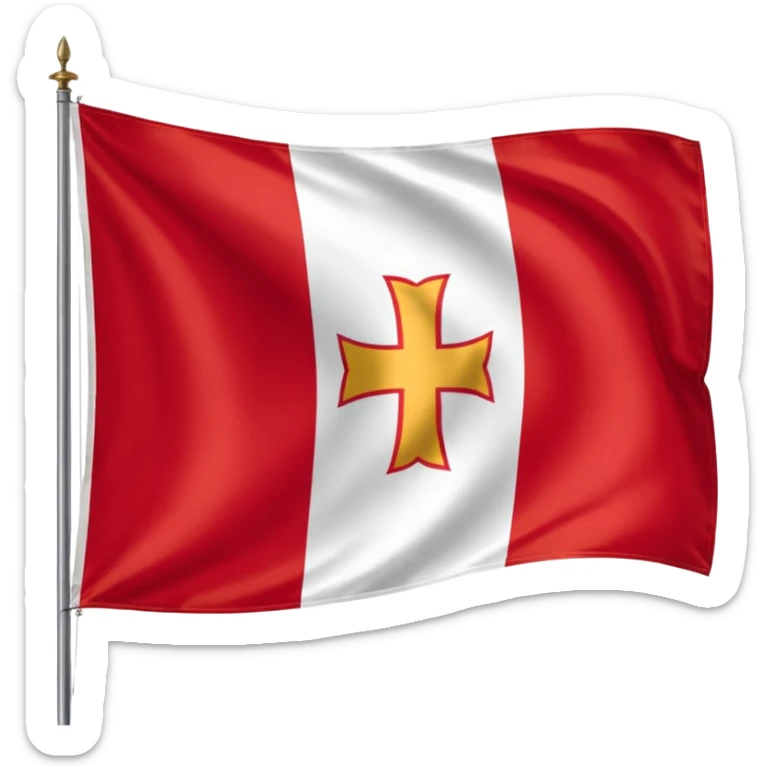 Apple iOS emoji style, drapeau savoyard, carré aux coins arrondis, fond rouge vif légèrement dégradé, croix blanche épaisse parfaitement centrée, rendu lisse et propre, léger effet glossy iOS, contraste élevé, design minimaliste, lisible en petite taille, fond transparent, haute résolution. sticker