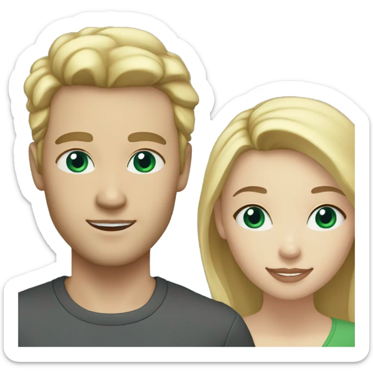 Woman with white skin, blonde hair and green eyes and man with light skin, blue eyes and blonde hair  sticker