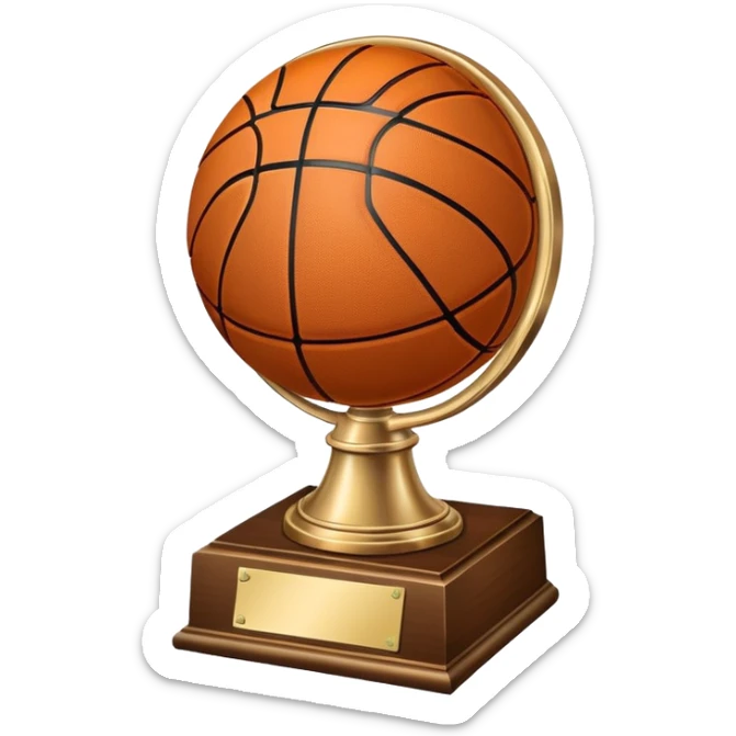 gleaming bronze basketball trophy, polished bronze basketball with classic seams sticker