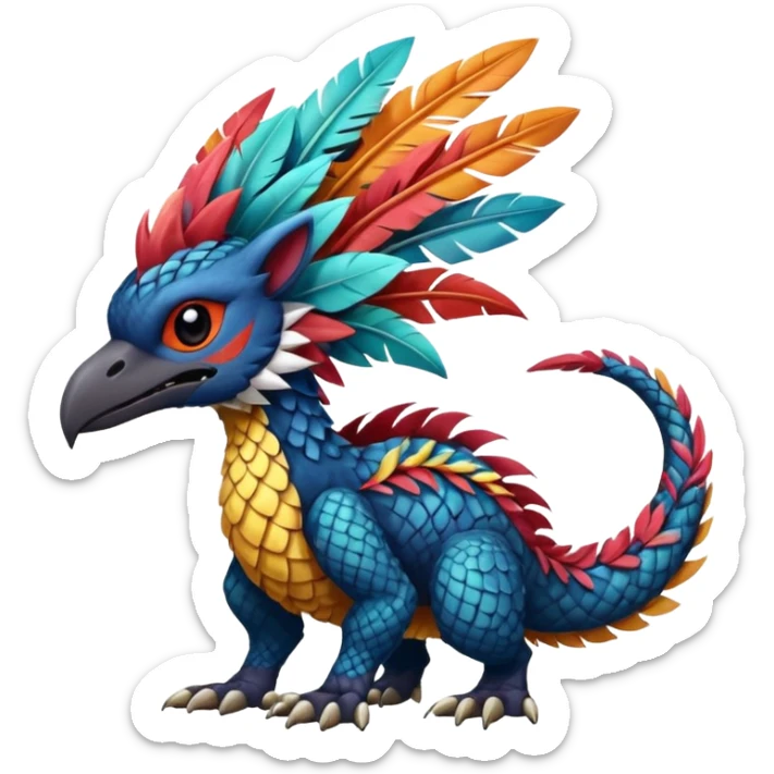  exotic colorful edgy cool cute tropical tribal feathery scaly furry Fakémon-Pokémon-Nargacuga-Vernid-creature sticker