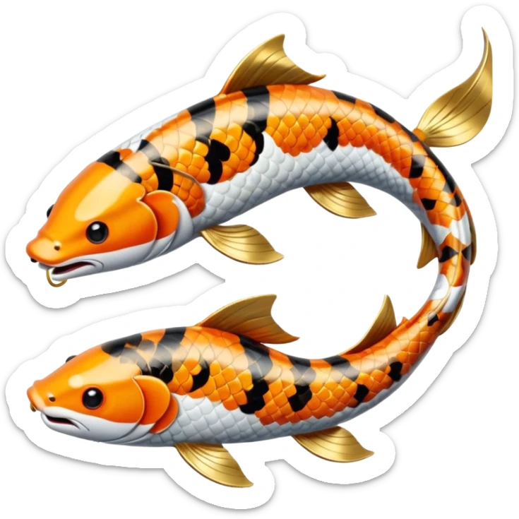 Exotic Tropical Floral Swirl-Patterned Tribal Pretty Asian ornate painted Japanese aesthetic beautiful shiny pretty glossy smooth elegant Koi-Fish-Kitsune-Yokai-animal-creature with tiger stripes on it, with 4 legs sticker