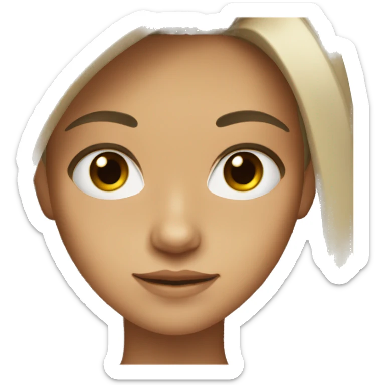 Girl with black long hair brown eyes and tan sticker