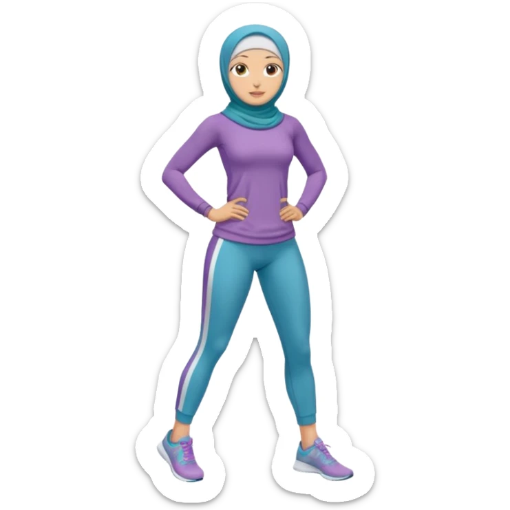 High resolution full body of a girl wearing a hijab and is a fitness trainer sticker