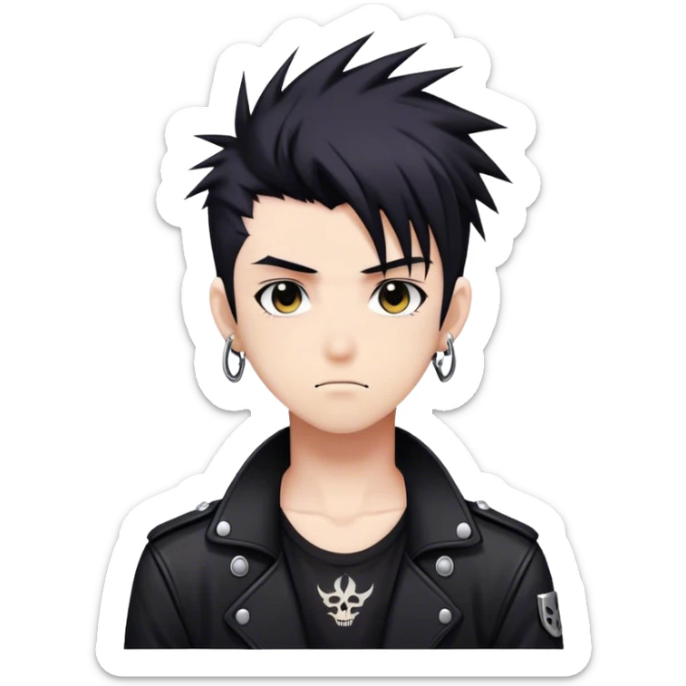 Cute Edgy Attractive Gorgeous Kawaii Anime Punk man dark hair sticker