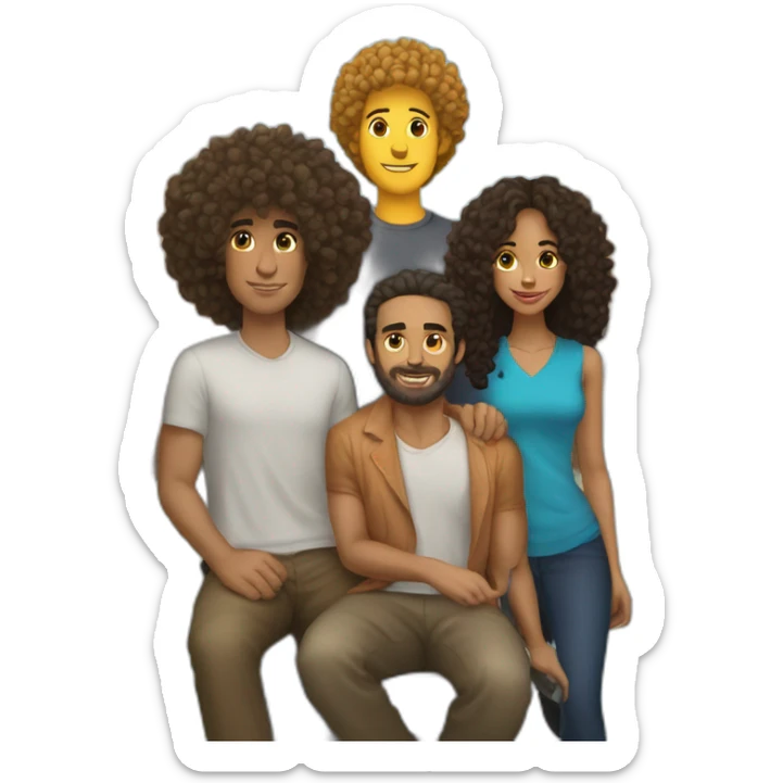 couple with one white man with long curly hair and one mixed race woman with afro cut and one alley cat seat sticker