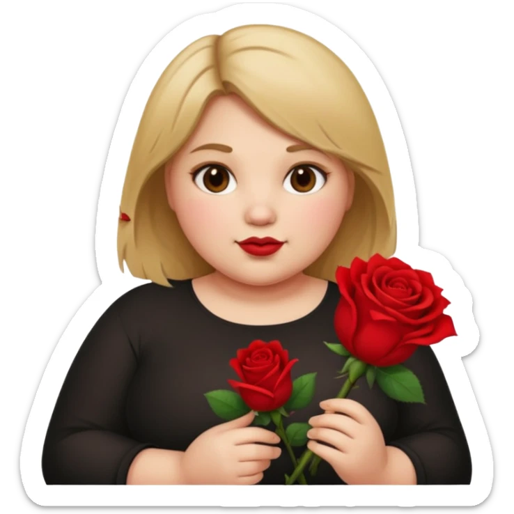 ash Trevino is a fat girl with dirty blonde hair and has a rose in her hand , really fat sticker