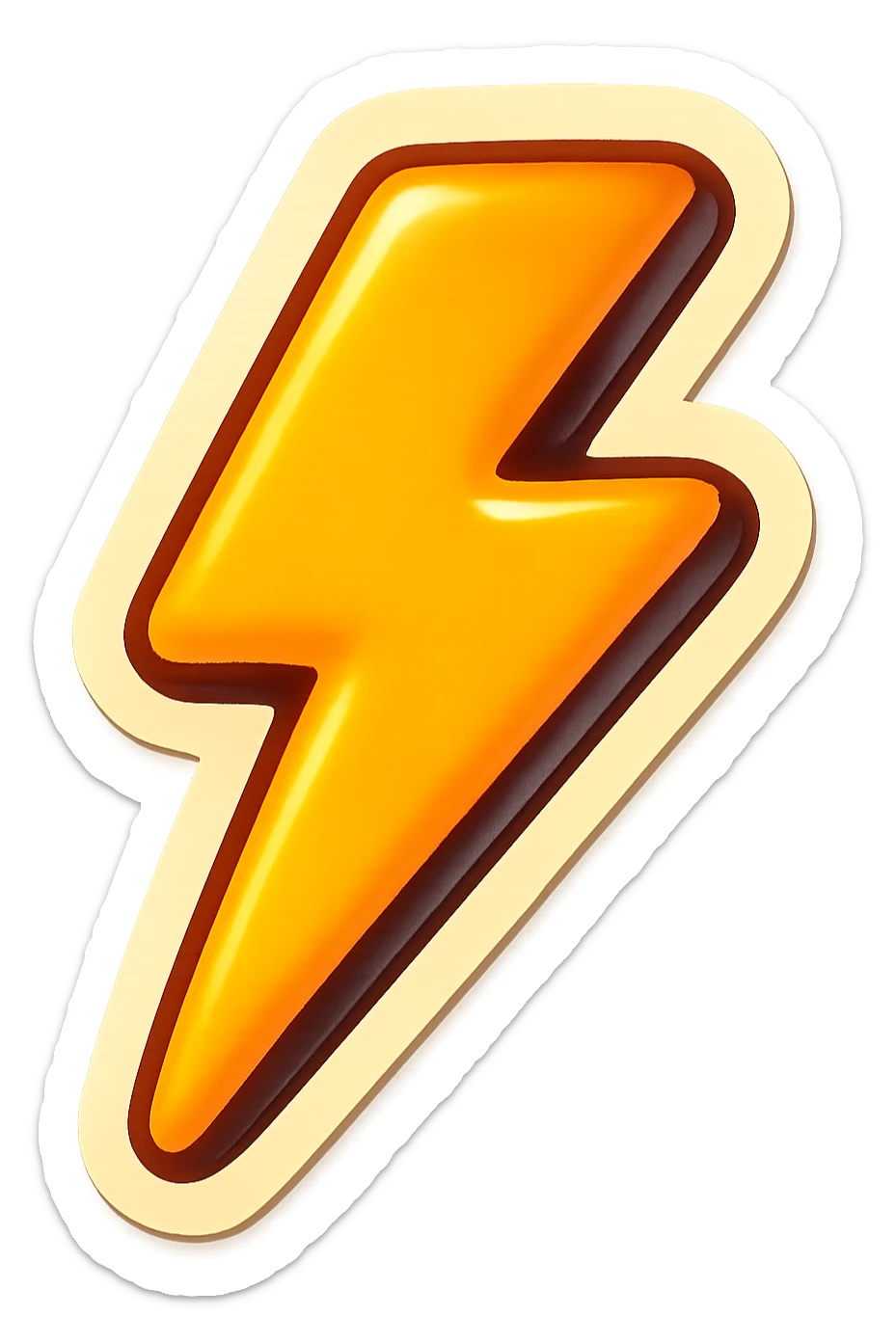 cartoon style sticker of a single lightning bolt symbol, simple and clear, no text sticker