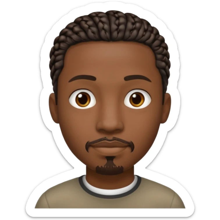 Hazme un emoji de un hombre negro con trenzas cortas (pero un poco largas) y una pequeña perilla sin bigote sticker