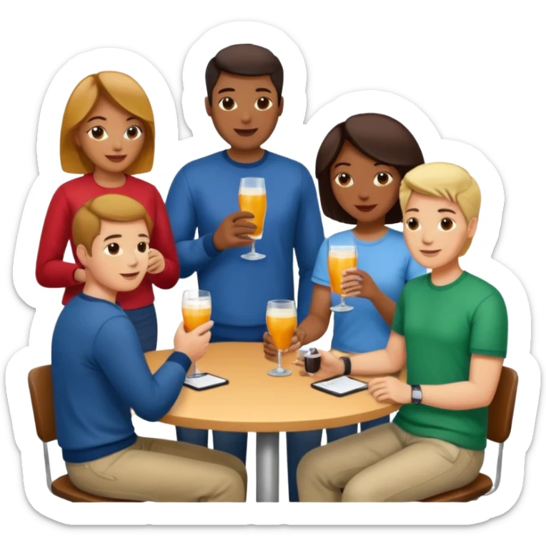 A large crowd of adults in casual clothing at an afterwork meeting sticker