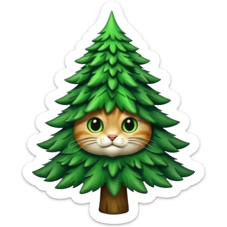 je veux un chapin ! un chat fusionné avec un sapin sticker
