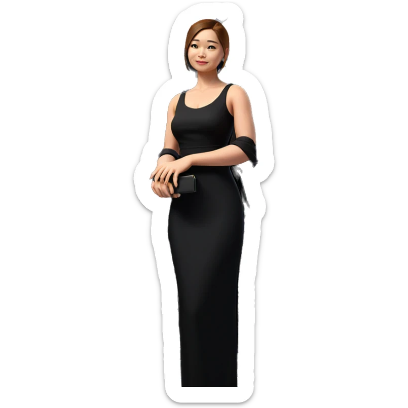 elegant girl in black dress sticker