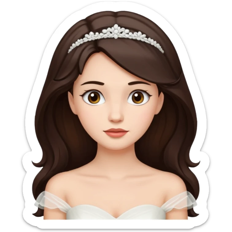 Blonde skin bride with dark brown hair with a chin on her face sticker